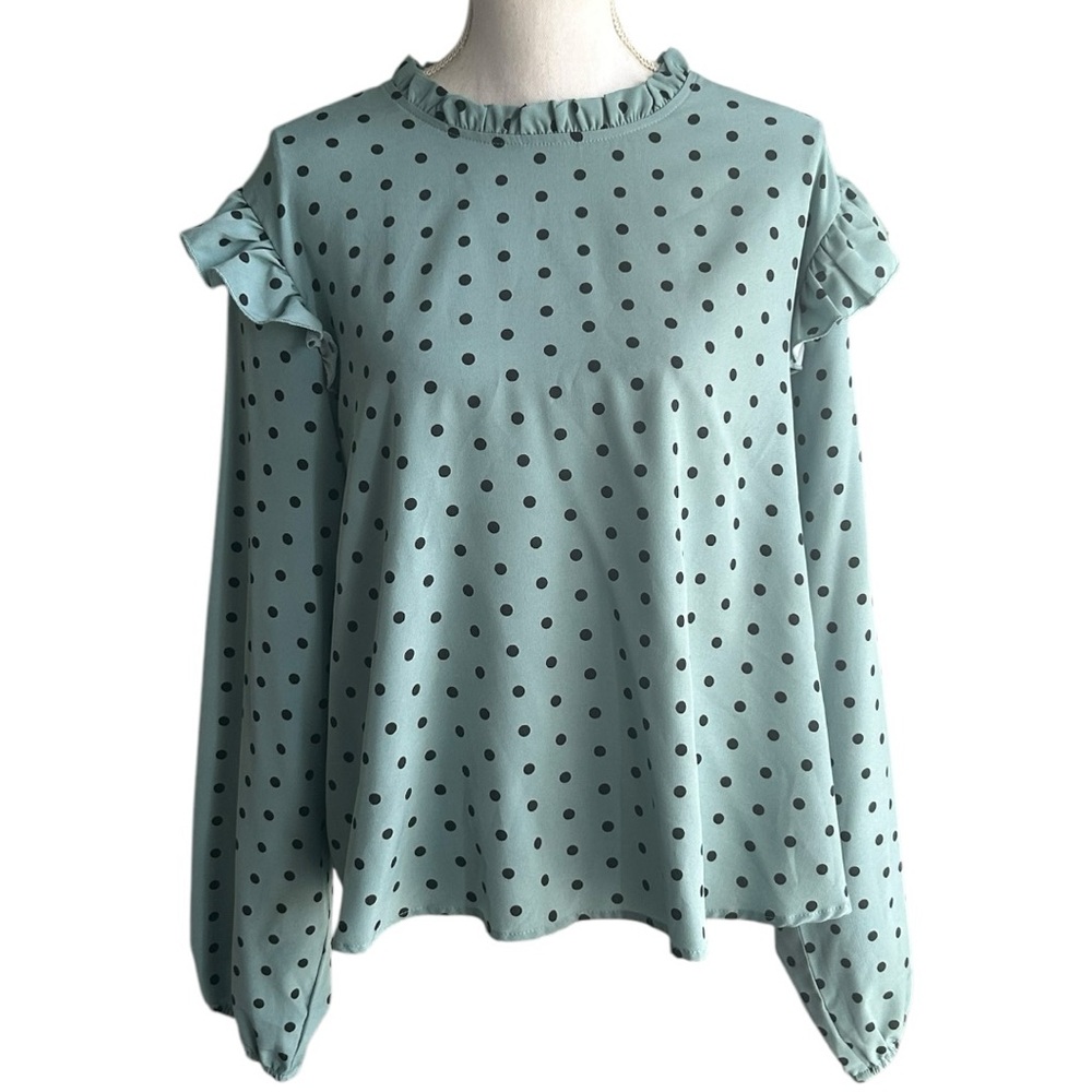 Polka Dot Ruffle Sleeve Top